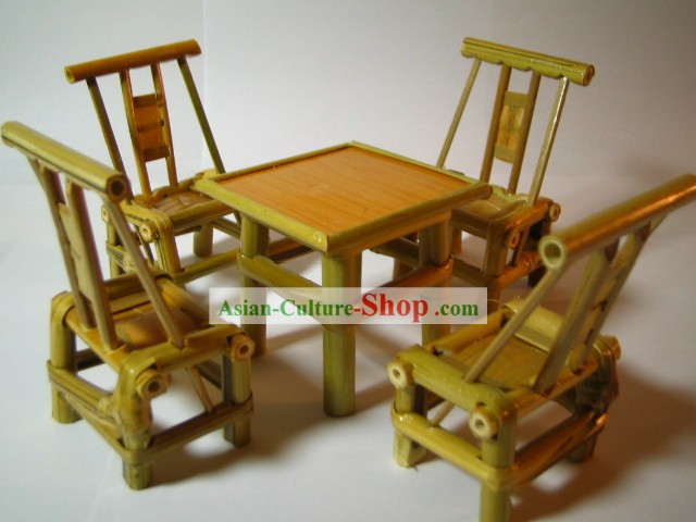 Chinese Classic Mini Möbel-Bamboo Schreibtisch und Stühle Set