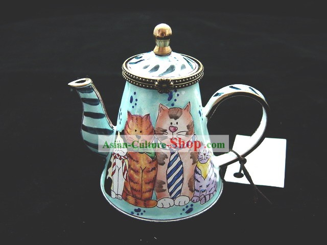 Chinesische Hand Painted Enamel Bottle-Cats Familie