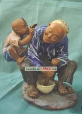 Figurine en porcelaine chinoise de Shi Wan-Amour de Grand-Mère