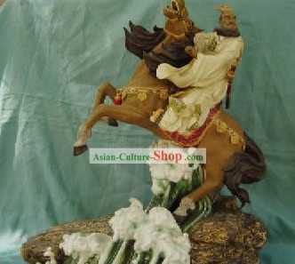 Figurine di porcellana cinese Shi Wan-Cao Cao vista sul mare