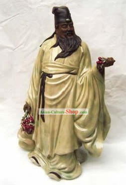 Figurine en porcelaine chinoise de Shi Wan-Su Dongpo Bénéficiant Lichee