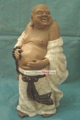 Statue en porcelaine chinois de Shi Wan-Happy Monk