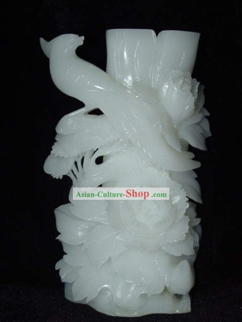 珍しい中国白青鳥と花の花瓶
