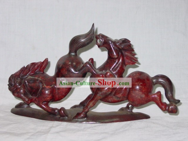 Chinoise sanguins rares Jade poulet Couple sculpture Cheval