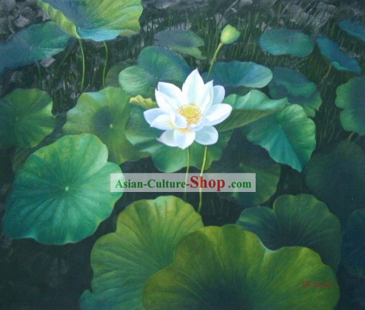 Chinois classique peinture à l'huile-Pure White Lotus
