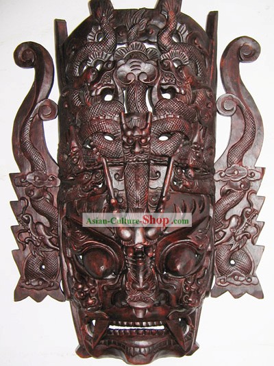 Cinese classico sculture in legno da collezione-12 Dragons Maschera