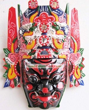 Chinoise sculpture traditionnelle sur bois à collectionner-ancien homme masque Folk Drame