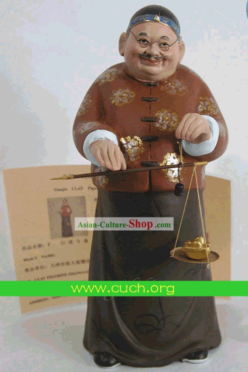 Chinoise figurine d'argile par Zhang Zhang-Fanyun plus en plus riches