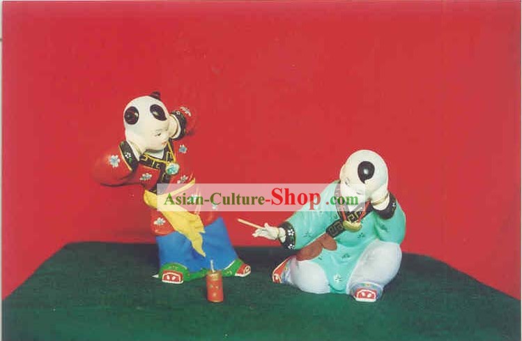 Peint à la main des arts Sculpture de figurine en argile Zhang-Playing artifice pour célébrer l'An