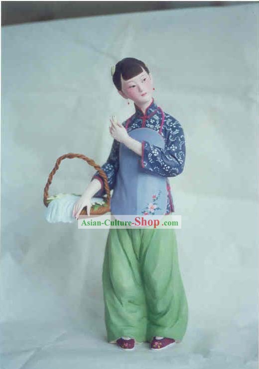 China Hand sculpture d'art peintes de figurine en argile fille Zhang-Pays Balan