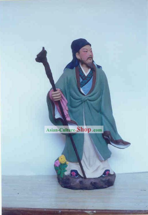 Chinois peints à la main Art Sculpture d'argile Figurine Zhang-Chine Tao Yuanming célèbre poète