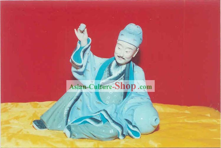 Arte cinese Scultura dipinta a mano di Figurine'dell'argilla Zhang-Poeta Tai Bai ubriacato