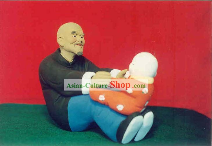 Cinese dipinti a mano Arte Scultura di Figurine'dell'argilla Zhang-nonno Amore