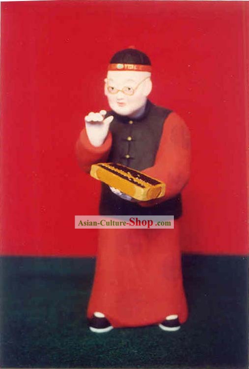 Chinois peints à la main Art Sculpture de figurine en argile Zhang-comptables Maison Monsieur