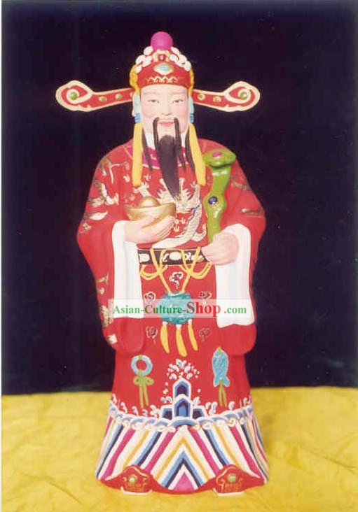 Chinois peints à la main Art Sculpture de figurine en argile Zhang-Plutus