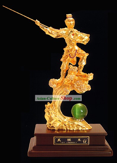 Chinese Classic Beauty Singe Gold King Statue