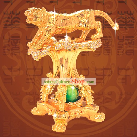 Chinas Classic Gold Lotus Räucherstäbchenhalter-Crouching Tiger, Hidden Dragon