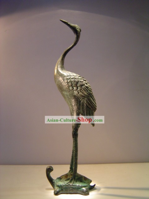 Chinese Classic archaize Bronze Ware-Ancient Palace Crane Standing auf Tortoise Statue