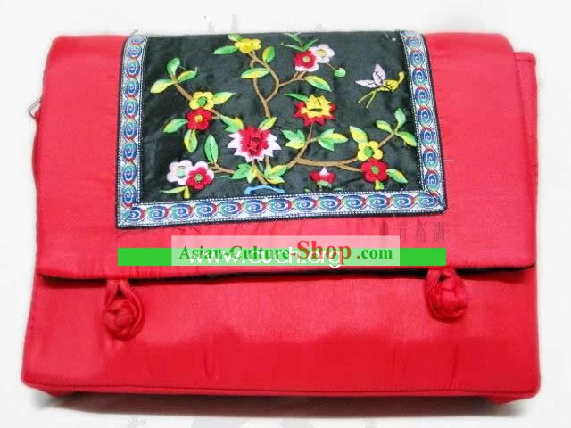 Chinese Classic Lucky Red Handmade Embroidery Silk Bag
