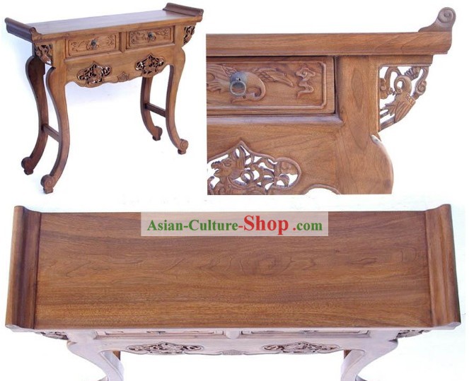 Cinese della dinastia Ming mano Stile classico intagliato lungo tavolo di legno Console