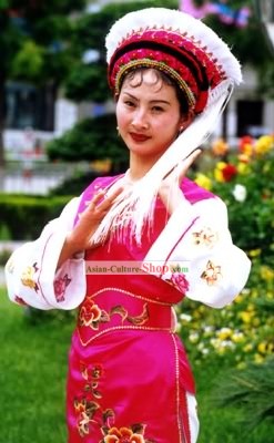 Chinese Bai Minority Folk Dance Costumes Complete Set