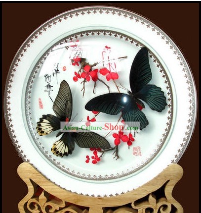 Yunnan porcelana Mariposa Decoración Artesanal Plate