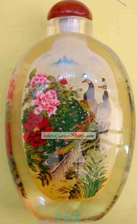 Snuff Bottle cinese classica con dentro la pittura-Peacock Principessa