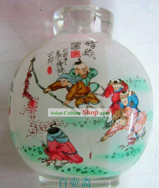 Botella de China Tabaco clásico con pintura interior-Playing fuegos artificiales