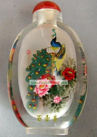 Chinese Classical Snuff Bottle Mit Innen-Painting Peacock King