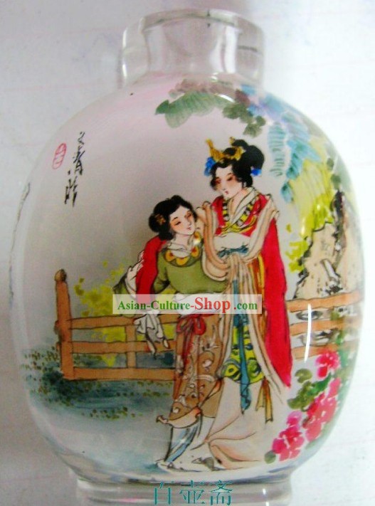 内部塗装 - 宮殿皇后と中国古典のスナッフボトル