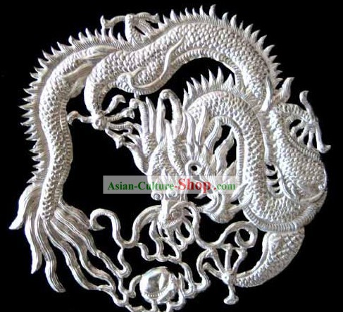 Plata chino Impresionante Artesanía-Dragon