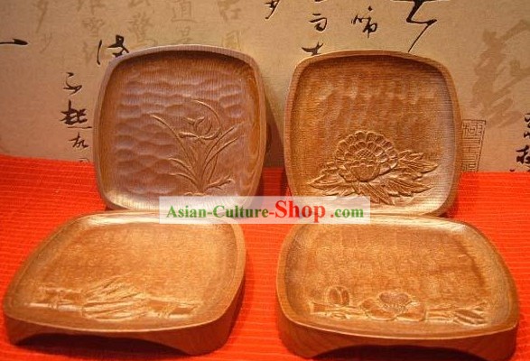 중국어 핸드는 나무 깔개 세트 (4 개)를 제작