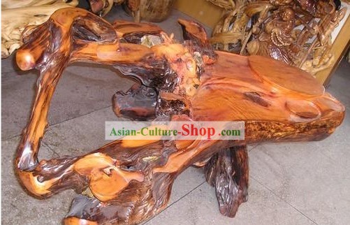 Chinesische Stunning Hand Carved Tree Root Tea Table