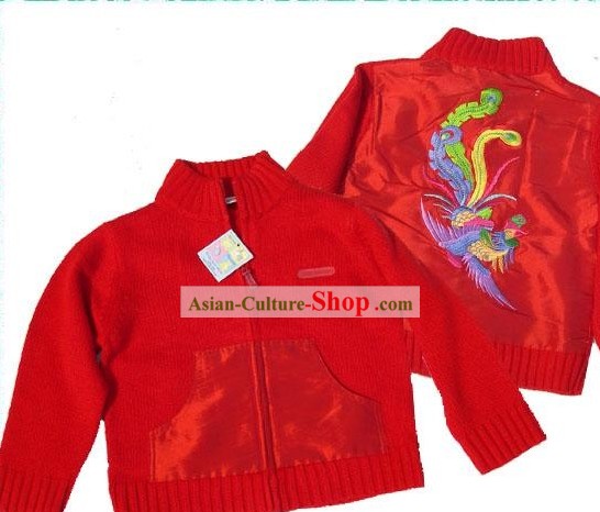 Mano cinese Sweater Ricamo Phoenix per bambini 3-5 anni btween