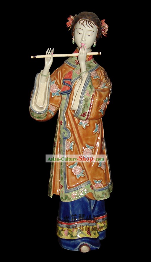 Chinesische Stunning Bunte Porzellan Collectibles-Ancient Beauty Playing Xiao