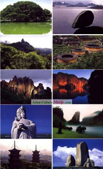 Chine Classique Scène Fujian Cartes postales Jeu (10 Pièces)
