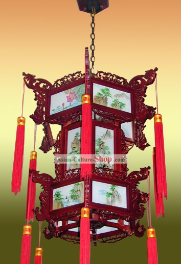 ランドスケープ二層の宮殿ランタンメイドと塗装大きい中国ハンド