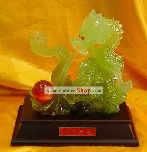 Cinese Stunning Jade Collezione-Dragon Emperor sfera gioco