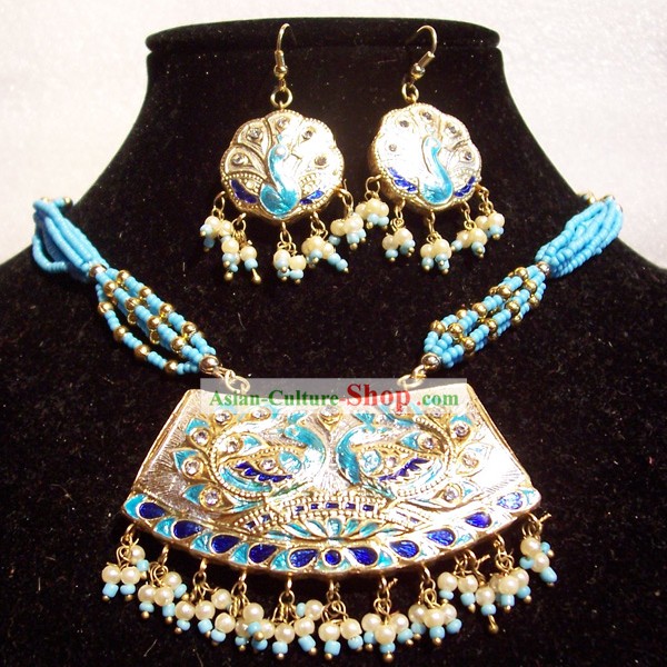 Индийская мода ювелирные изделия Костюм-голубой павлин принцессы