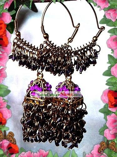 Indian Fashion Boucles d'oreilles Bohème-Purple Goût