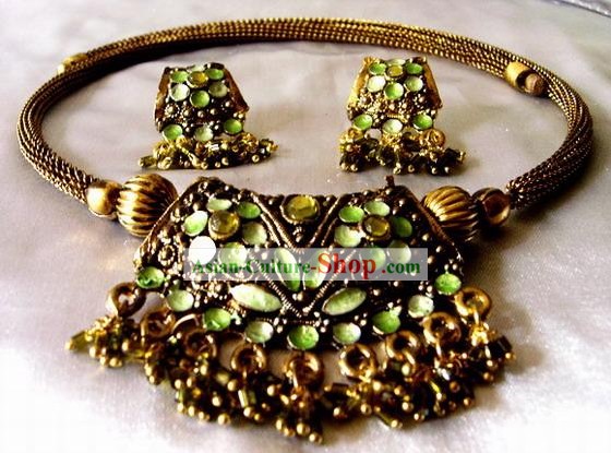 Indian Atemberaubende Einzigartige Halskette und Ohrringe Set