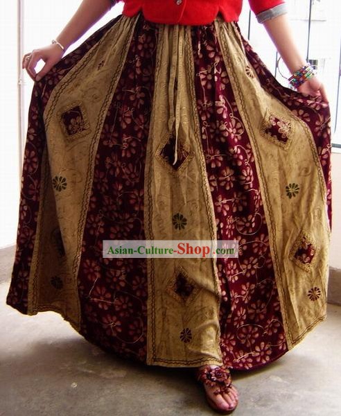 インドのボヘミアの民俗ハンド刺繍ロングスカート