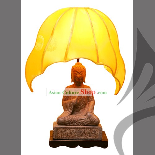 Sculpté à la main chinoise Bouddha en pierre de la lampe-Fo (Fu)
