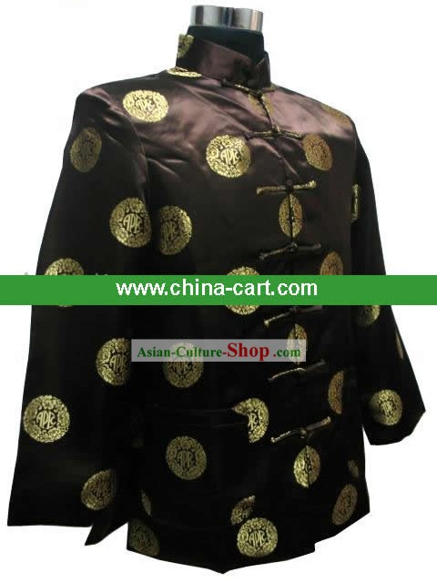 Классическая Китайская блузка кофе для человека