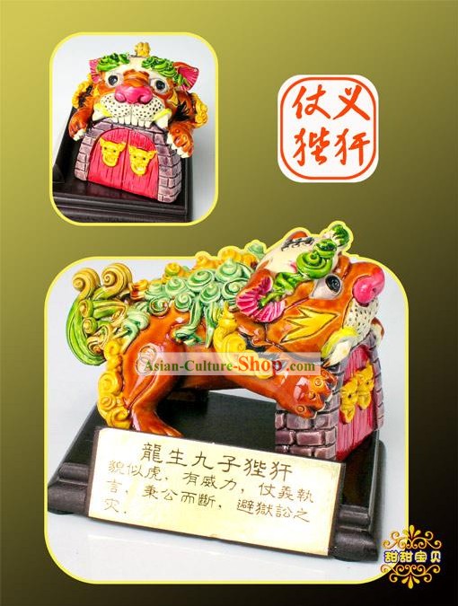Cinese classico Cochin Statue Ceramica Nove Figli del Drago-Bi un