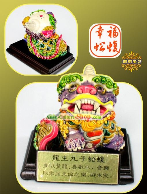 Cinese classico Ceramica Cochin Statue nove figli del Drago-Gong Fu