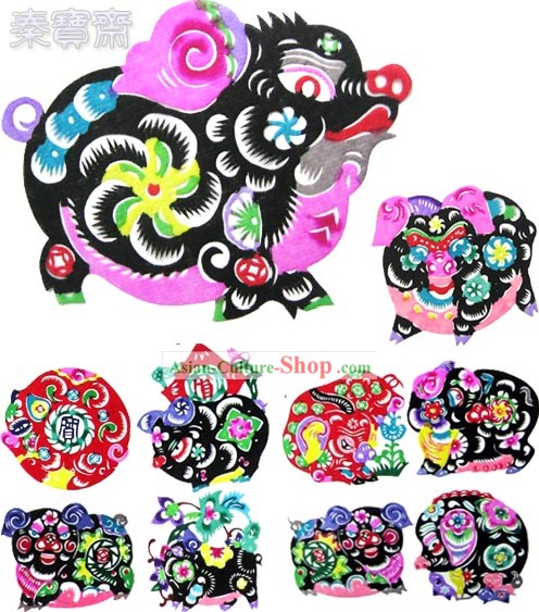 Chinesische Paper Cuts-Lucky Pigs (10-teilig)