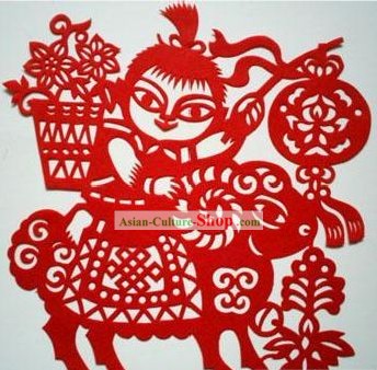 Chinese Paper Cuts Classics-Lucky Goat Child