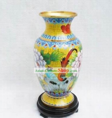 Chinese Cloisonne Goldfish Bowl-Bird Re