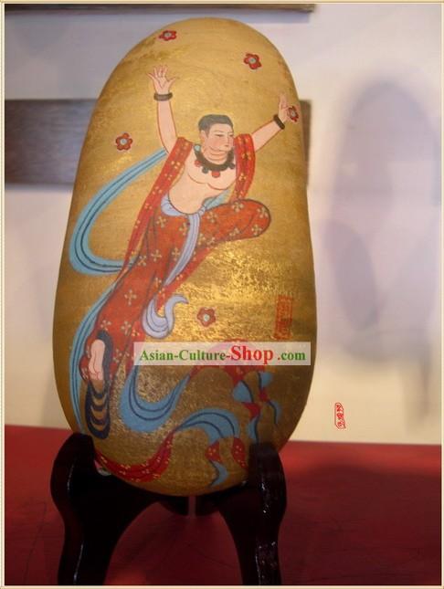 Chinesischen Dunhuang Hand Painted Cobblestone Mural Art-Bodhisattva